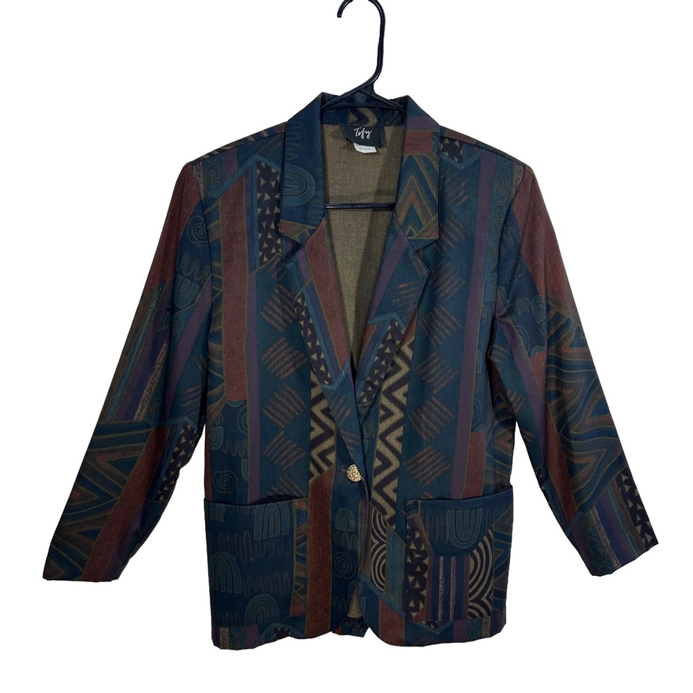 Vintage Abstract Geometric Blazer- Size 8